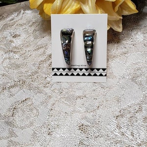 Black Shell Hoop Earrings / Gift For her / Handmade / Sterling Silver/  Southwestern Jewelry /Shell Inlay Hoops