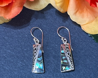 Abalone Shell Dangle Earrings / Sterling Silver / Sea Shell Earrings / Boho jewelry/Dangle Earrings / Shell Earrings / Decorative Shell Earr