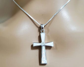 Opal Cross/Sterling Silver Cross/ Fire Opal Cross/White Opal Cross/Cross Opal/Gift For Him/Cross For Men/ Cross
