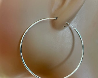 Sterling Silver Hoop Earrings/Large Hoop/55mm Hoop Earrings/Sterling Hoops