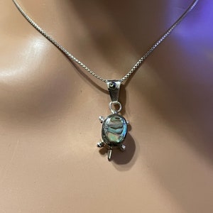Abalone Turtle Pendant/Small Turtle Pendant/Sterling Turtle Necklace/Abalone Shell Turtle/Small Turtle Necklace