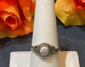 Pearl Ring/ Sterling Silver Ring/ Pearl Jewelry/ Sterling Silver Jewelry