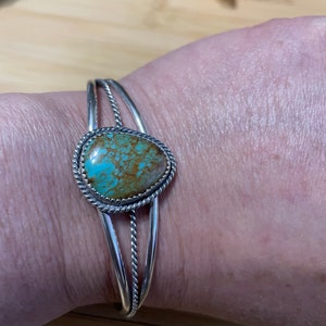 Turquoise Cuff/ Sterling Silver Cuff/Turquoise Cuff/ Blue Turquoise Bracelet / Gift For Her/#8 Turquoise Cuff/Adjustable Turquoise Cuff