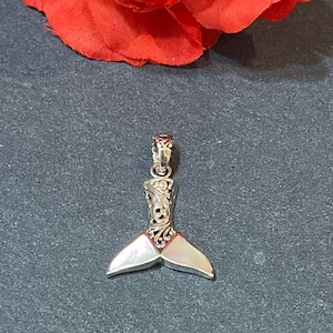 Mermaid Tail Pendant Necklace / Mother of Pearl Inlay / Mermaid Pendant / Sterling Silver / Mermaid Necklace / Mermaid Jewelry / Mermaid