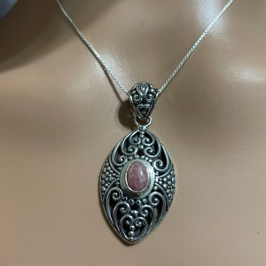 Rhodochrosite Pendant/Sterling Silver Pendant/Natural Rhodochrosite Pendant/Rhodochrosite Necklace/Rhodochrosite Pendant Necklace/925 Silver