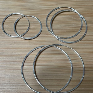 Sterling Silver Hoop Earrings/Large Hoop/30 mm /40mm/50mm Hoop Earrings/1 1/4 Inches Hinged Sterling Hoops