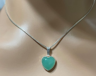 Green Aventurine Heart Pendant Necklace/Green Heart Pendant/Green Heart Necklace/Heart Aventurine Pendant/Heart/Aventurine/Valentine Gift