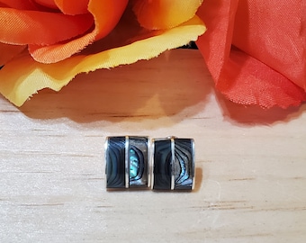 Abalone Shell Rectangle Inlay Stud Earrings / Sterling Silver / Stud Earrings / Decorative Sterling Silver Earrings / Abalone Rectangle