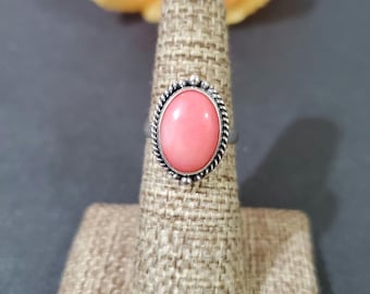 Coral Ring/Sterling Silver Pink Coral Ring/Coral Ring/Boho Ring/Bohemian Ring/Handmade Jewelry/Everyday Jewelry/For Her