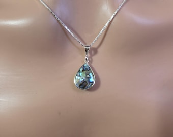 Teardrop Abalone Shell Pendant / Sterling Silver Jewelry / Abalone Shell Necklace / Abalone Shell Pendant / Pendant Necklace / A381-AR