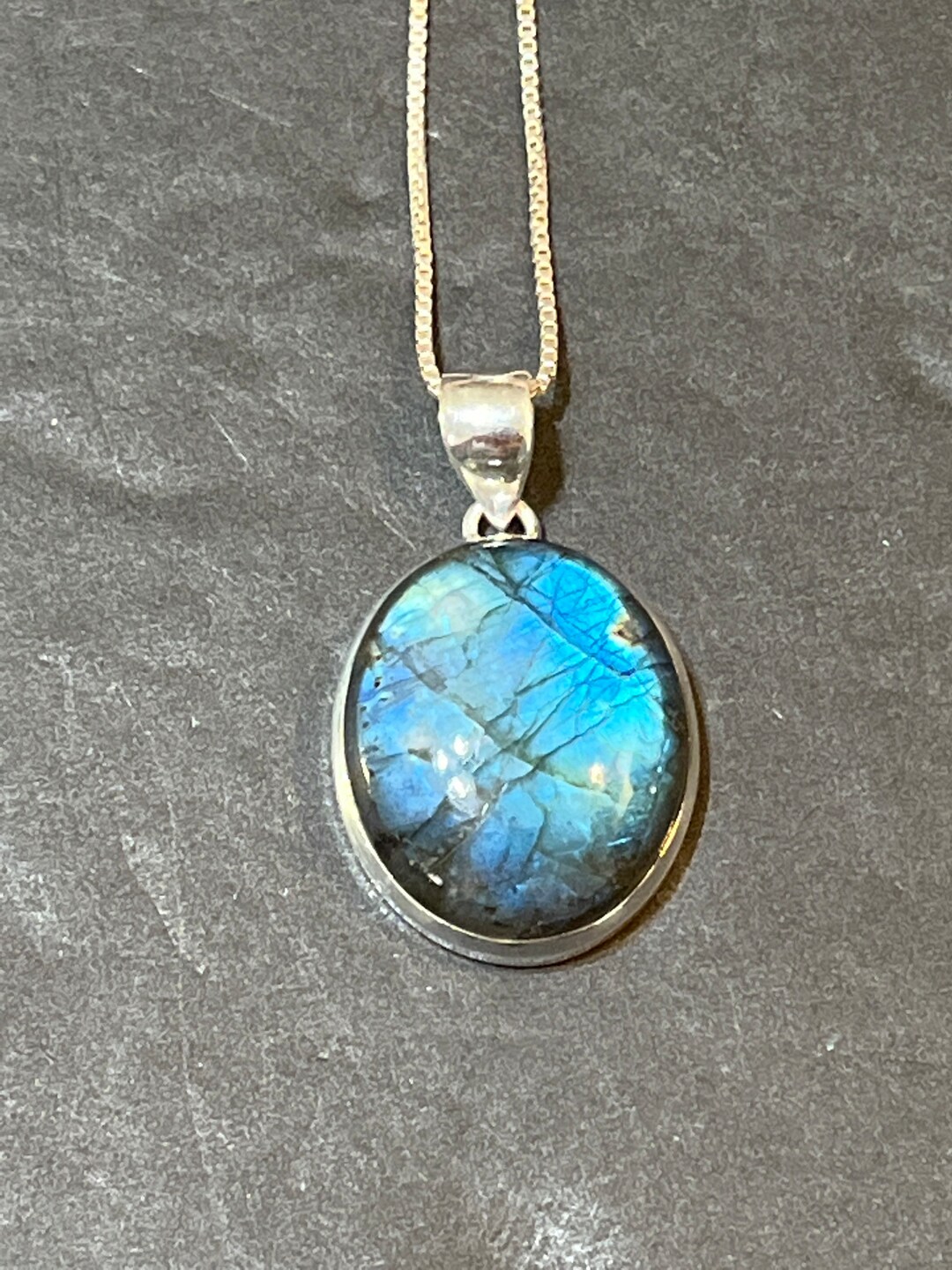 Sterling Silver Labradorite Large Oval Pendant main image 1