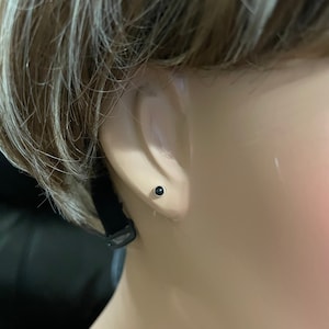 3MM Tiny Black Earring/Super Small Stud Earrings/Helix Studs/Dainty Black Stud/Silver Studs/Black Post Earrings
