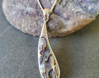 Abalone Shell and Mother of Pearl Pendant Necklace / Sterling Silver Jewelry / Abalone Shell Necklace / Double Sided Pendant / A315-AR