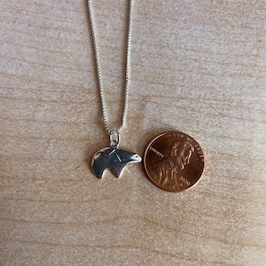Dainty Heart Line Bear Pendant/Bear Necklace/Southwest Bear Pendant/Silver Bear Necklace/Made In USA