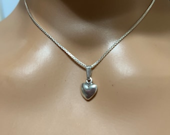 Silver Heart Necklace/ Silver Heart Pendant/ Sterling Silver Heart/ Dainty Heart Pendant/Valentine Gift/ Everyday Jewelry