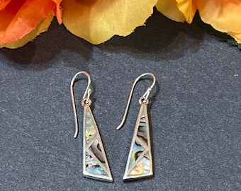 Abalone Shell Dangle Earrings / Sterling Silver/Boho Earrings / Beach Earrings / Shell Earrings / Abalone shell Jewelry / Sea Shell Earrings
