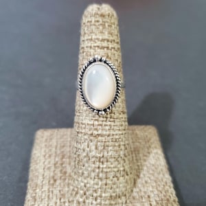 Mother of  Pearl Ring/Sterling Silver Ring/ White Mother of Pearl Ring/Boho Ring/ Mother Pearl Bohemian Ring/Handmade Jewelry/Everyday Jewe