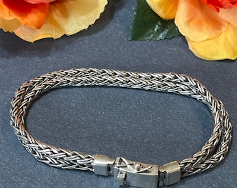 Double Weaved Sterling Silver Bracelet/ Sterling Silver/ Strong Clasp / Sturdy Bracelet