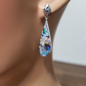 Abalone Shell Drop Earrings/Sterling Silver/Stud Dangle Earrings/Abalone Shell Jewelry/Abalone Earring/Shell Earrings/Gift For Mom/A120-AR