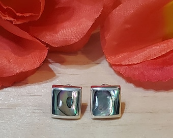 Smooth Edge Square Abalone Stud Earring/Abalone Shell Earrings/ Stud Earrings / Post Earring/Shell Abalone/ Dainty Abalone Earring