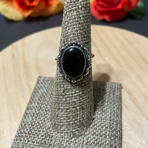 Black Onyx Ring/Black Ring/Sterling Silver Ring/Custom Size Ring/Southwestern Design Ring/10x14MM Stone/Made In USA