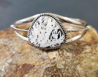 White Buffalo Cuff / Sterling Silver/White Buffalo Cuff Bracelet/Silver Cuff Bracelet/White Turquoise Cuff/White Stone Cuff /B35