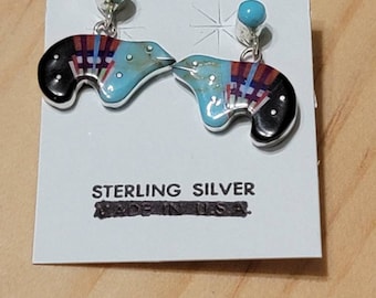 Bear Earring / Inlay Earrings / Blue Bear Earrings /Jewelry / Dangle Earrings/Bear Jewelry/Bear