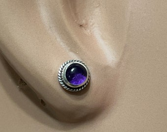 Small Amethyst Earring/ Amethyst Studs/Purple Amethyst Stud Earring/Amethyst Jewelry/ Sterling Silver