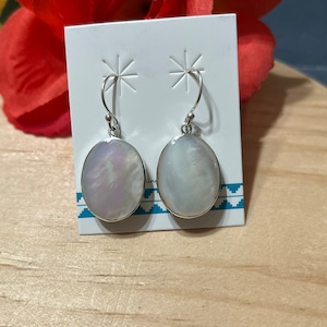 Large Oval Mother of Pearl Earrings / Sterling Silver/ Mother of Pearl Jewelry/Filigree Earring/Filigree Mother of pearl Earring