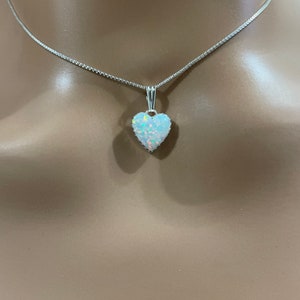 Opal Heart Pendant/Fire Opal Heart Necklace/White Opal Heart/Sterling Silver Heart/Valentine Gift/Everyday Jewelry/Heart Necklace