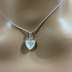 Heart Pendant/Pearls Heart Necklace/Mother Of Pearls/Sterling Silver Heart/ White Pearls Heart Necklace/Made In USA