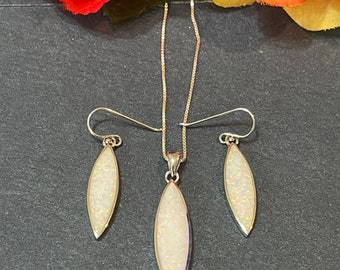 Beautiful White Opal jewelry set/ Opal earrings/ Opal Jewelry set/ Opal necklace /Sterling Silver/Opal pendant /White Opal Earring