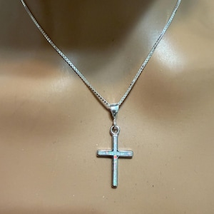 Dainty Opal Cross/Sterling Silver Cross/Small Fire Opal Cross/White Opal Cross/Blue Opal Cross/Cross Opal/Gift For Her
