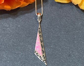 Pink Opal Necklace/ Pink Opal Jewelry/ Opal Necklace /Sterling Silver/ Pink Opal Pendant/Sterling Silver Necklace