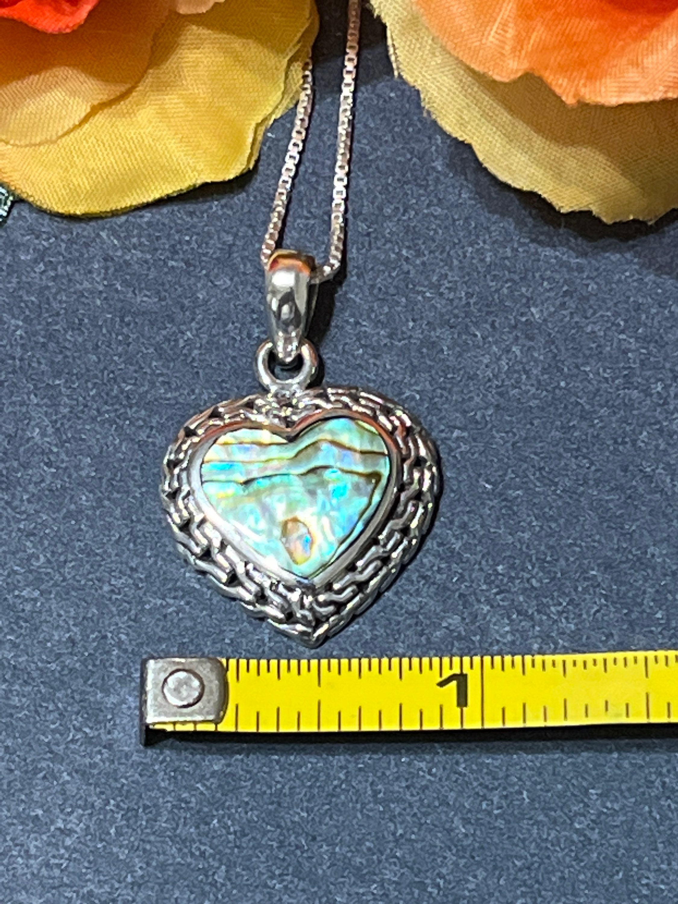Shells Inlay Jewelry Heart Abalone Shell Pendant With Chain Options / Sterling Silver ...