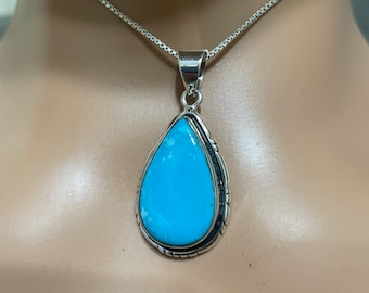 Blue Turquoise Pendant Necklace/Pendant turquoise /Statement Pendant/Sterling Silver /Turquoise Necklace/Blue Ridge Turquoise Pendant
