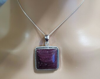 Purple Spiny Oyster/Spiny Oyster Pendant/Sterling Silver Pendant/Purple  Spiny Oyster Pendant/Handmade Pendant/Gift For Her/Square Pendant