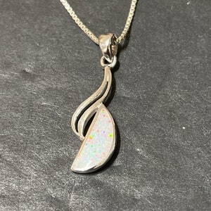 White Opal Half moon Necklace/ White opal Half moon Pendant/ Gift For Women/white Opal/ Jewelry/ Opal Necklace /Sterling Silver Necklace