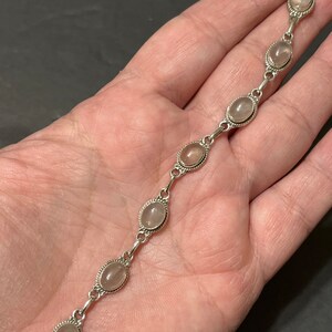 Rose quartz link bracelet/ Rose quartz bracelet/ Rose quartz / Sterling silver bracelet/ Sterling silver/ rose quartz  and silver bracelet