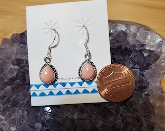 Conch Shell Earring/Dainty Teardrop Pink Conch Shell Earring/Sterling Silver Pink Conch Shell Earring/LL1023