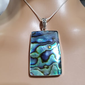 Beautiful Red Coral And Abalone Pendant Necklace / Sterling Silver Pendant Necklace / Simple Pendant / Red Pendant /Abalone Pendant/Gift For
