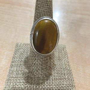 Tiger Eye Ring/Statement Tiger Eye Ring/Tiger Eye Silver Ring/Tiger Eye Large Stone Ring/Natural Tiger Eye Ring/Made In USA