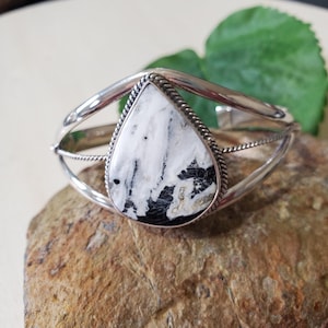 White Buffalo Cuff / Sterling Silver/White Buffalo Cuff Bracelet/Silver Cuff Bracelet/White Turquoise Cuff/White Stone Cuff /B39