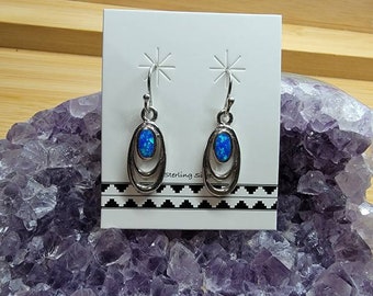 Blue opal earrings/Opal earrings/Fire opal earrings/Blue opal/dangling earrings/earrings/ blue earrings/Dangle earrings/ Sterling silver