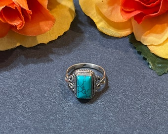 Turquoise Ring/ Sterling Silver Ring/ Turquoise and Silver Ring/ southwestern jewelry/ Boho Ring