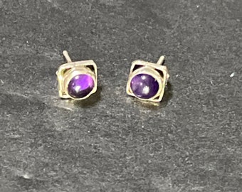 5mm Amethyst Stud Earring / Sterling Silver / Dainty Stud Earrings / Amethyst Square / Small Stud Earring/ Amethyst Earrings