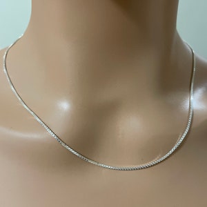 Sterling Silver Chain Necklace/ Box Chain Necklace/1 MM Box Chain/ Box Chain Necklace/925 Sterling Chain Necklace