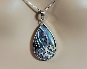 Decorative Abalone Shell Pendant Necklace / Sterling Silver Jewelry / Abalone Shell Necklace / Abalone Shell Pendant / Shell Jewelry/ A58