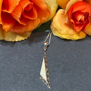 White Opal Necklace/ White Opal Pendant/ Sterling Silver Necklace/ Sterling Silver Pendant/ White Opal Inlay