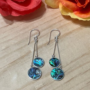 Abalone Shell Dangle Earrings / Sterling Silver / Boho Earrings/ Sea Shell Earrings/Shell Earrings/Silver Earrings / Abalone Shell Earrings